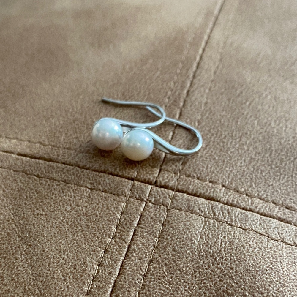 Elegant White Pearl Drop Earrings